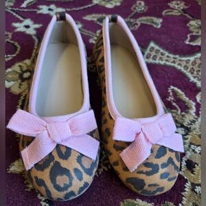 Elephantino Leopard Print Kids Shoes with Pink Bow, Size 11